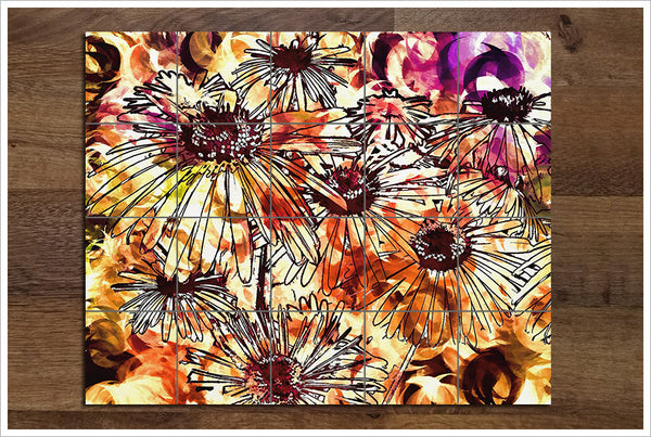 Abstract Flowers -  Tile Mural