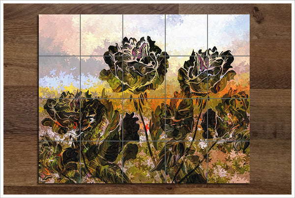 Abstract Flowers 02 -  Tile Mural