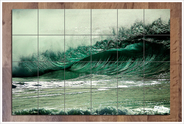 Aqua Barrel Wave -  Tile Mural