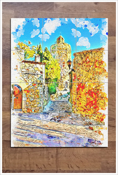 Architecture Watercolor Painting 01 -  Tile Mural
