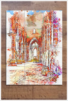 Architecture Watercolor Painting 03 -  Tile Mural