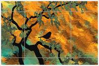 Abstract Bird in Tree -  Tile Mural