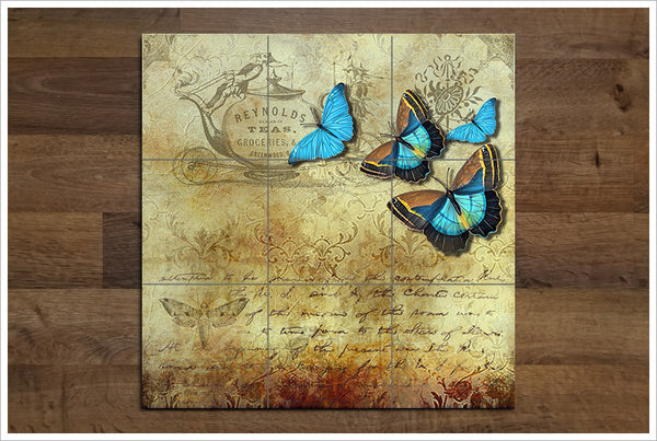 Butterfly Tea Ad Collage -  Tile Mural