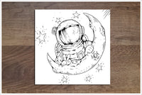 Astronaut & Moon Cartoon -  Accent Tile