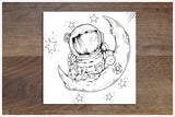 Astronaut & Moon Cartoon -  Accent Tile