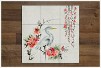 Crane Japanese Painting -  Tile Mural
