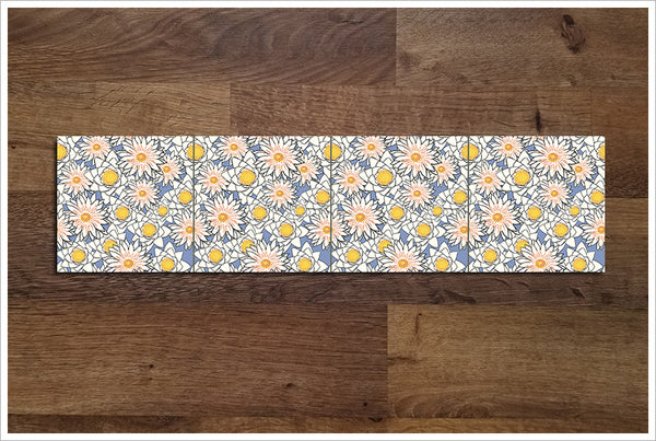 White Flower Pattern -  Tile Border