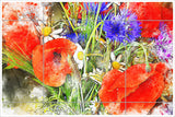 Flowers Watercolor Painting v1 -  Tile Mural