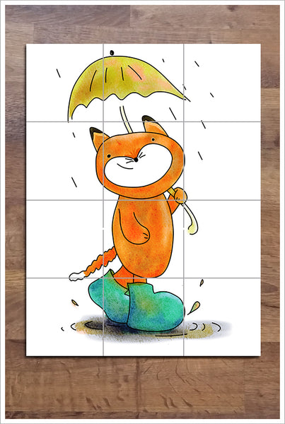 Fox in the Rain -  Tile Mural