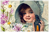 Vintage Girl with Bird -  Tile Mural