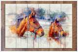 Horses Watercolor Painting -  Tile Mural