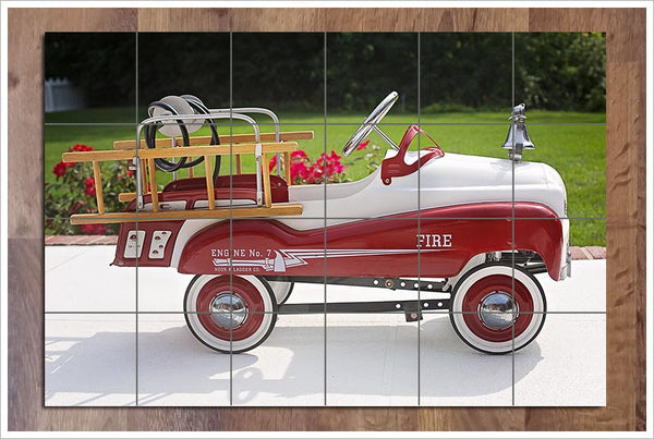 Kids Firetruck Peddle Car -  Tile Mural