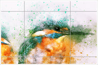 Kingfisher Pair Watercolor Painting -  Tile Mural