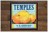 Temples Orange Crate Label -  Tile Mural