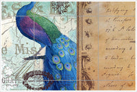 Vintage Peacock on Parchment -  Tile Mural