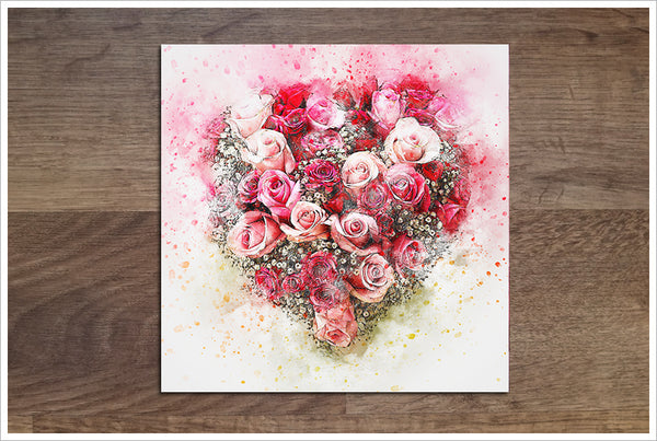 Rose Heart Watercolor -  Accent Tile