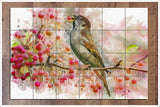 Sparrow Berry Watercolor -  Tile Mural