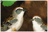 Sparrows Oil Painting -  Tile Mural
