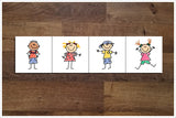 Stick Figure Kids 6 Designs -  Accent Tile