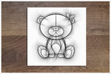 Teddy Bear Pencil Sketch -  Accent Tile