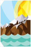Whale & Mountains Polygon Art -  Tile Mural