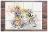 White Bicycle Watercolor Painting -  Tile Mural