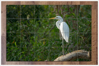 White Heron Crane -  Tile Mural