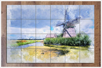 Windmill Watercolor -  Tile Mural