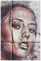 Woman Collage on News Print - Stone Tile Mural
