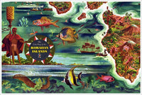 Vintage Hawaii Ceramic Tile Map