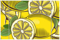Vintage Woodcut Graphic Lemons -  Tile Border