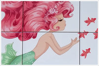 Mermaid Pink Hair Graphic -  Tile Mural