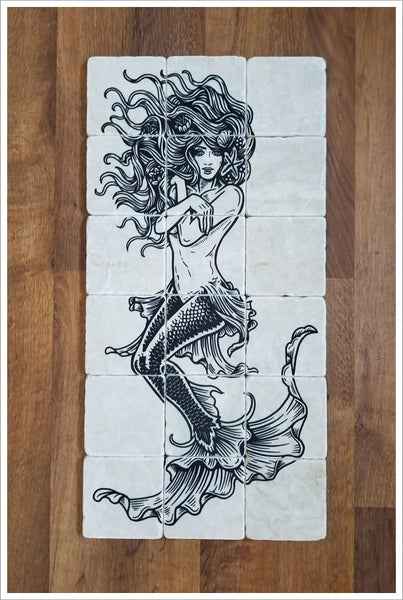 Mermaid Tattoo- Stone Tile Mural