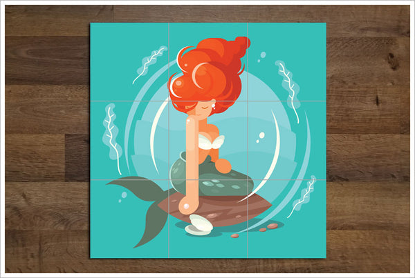 Mermaid With Pearl Graphic -  Tile Mural