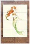 Mermaid Watercolor -  Tile Mural