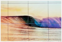 Surfing Wave Sunset Tile Mural
