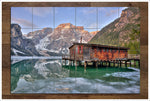 Winter Fjord River Cabin -  Tile Mural
