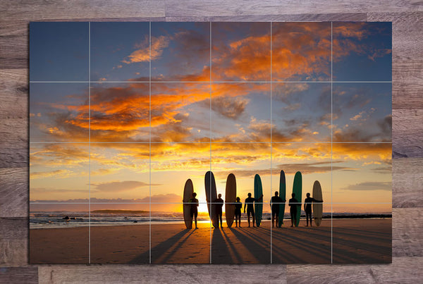 Sunset Local Surfers -  Tile Mural