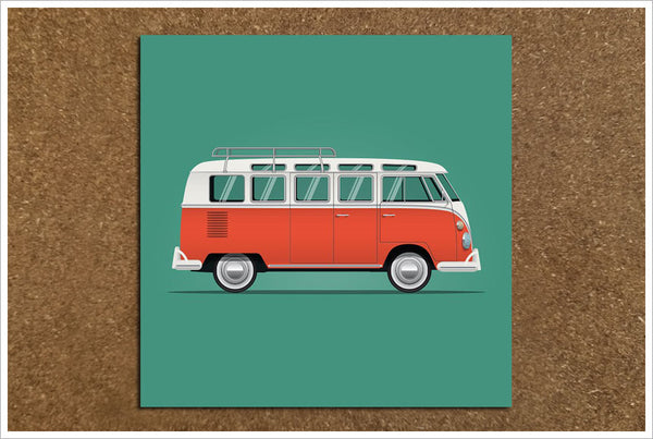 VW Van Drawing Any Color -  Tile Accent